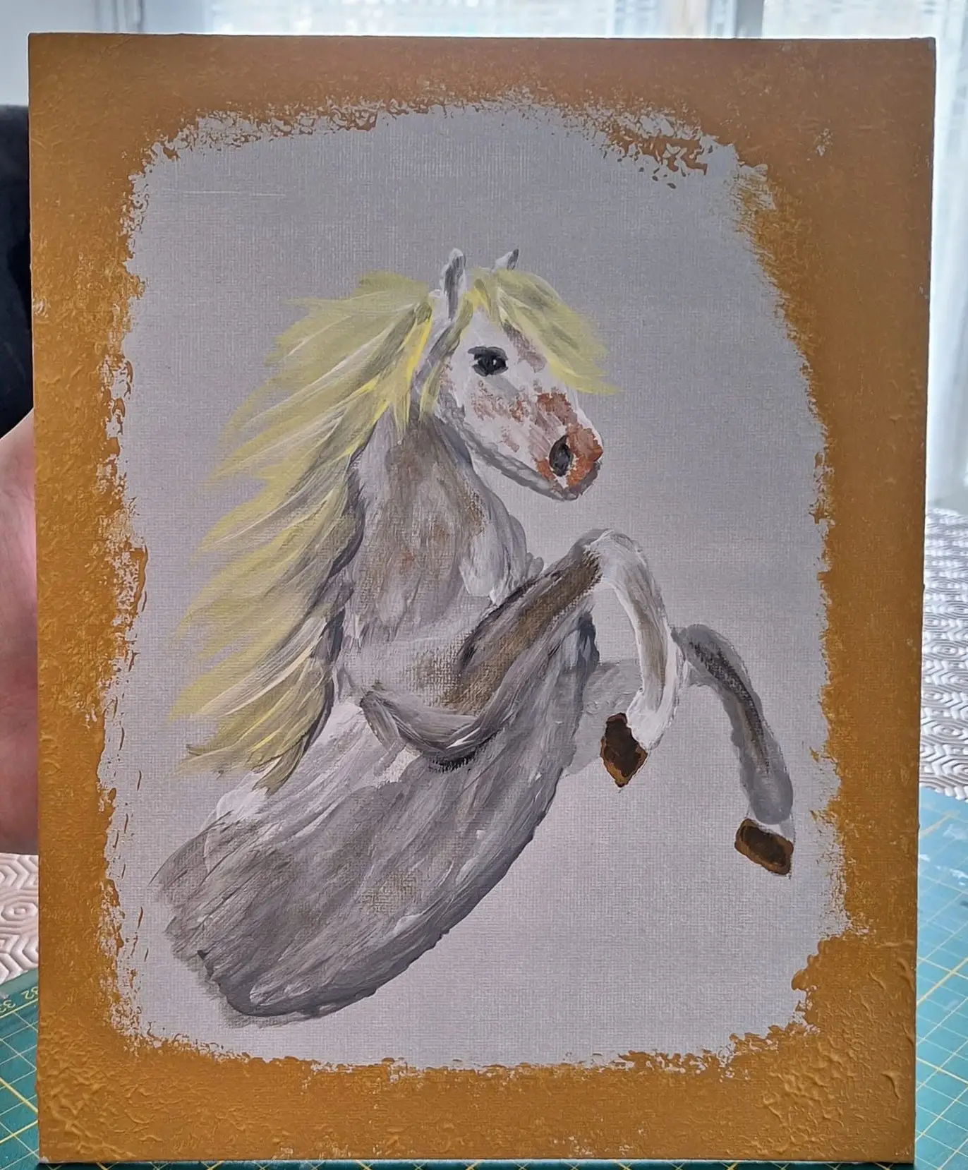 Tableau cheval peint à la main