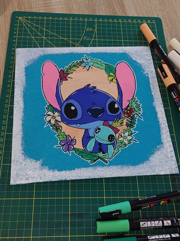 Tableau Stitch peint à la main
